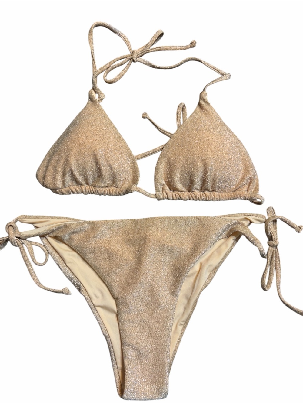 Phax Butter Yellow Sparkling   Tie-Side Bikini Set